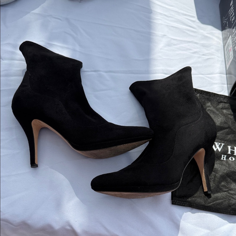 White House Black Market - Elegant Black Suede Ankle Boots - Size 9